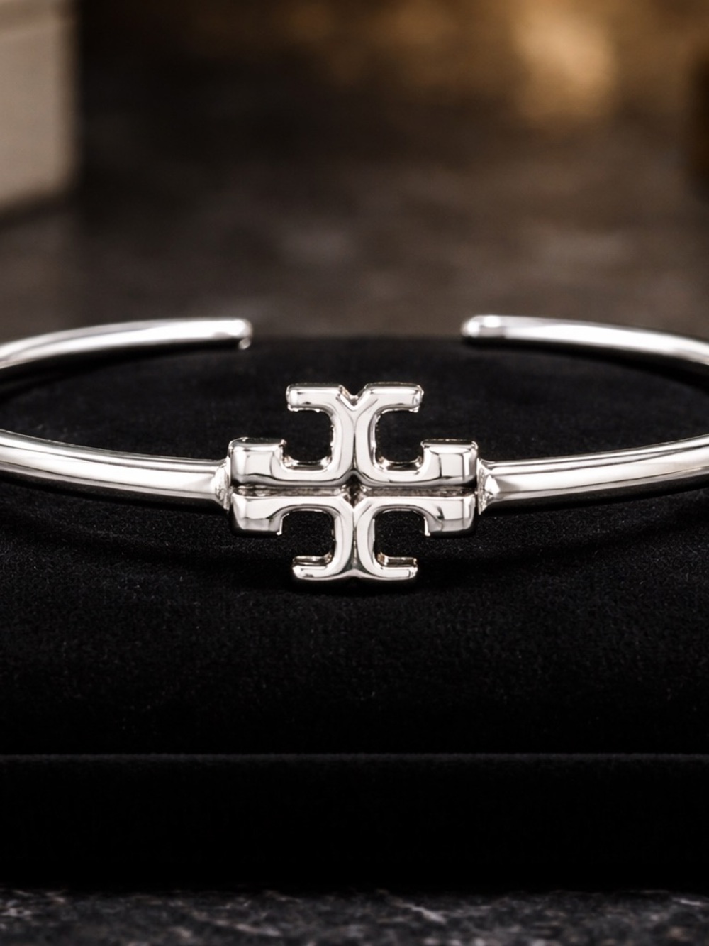 Tory Burch Silver-Tone Men’s Logo Cuff Bracelet